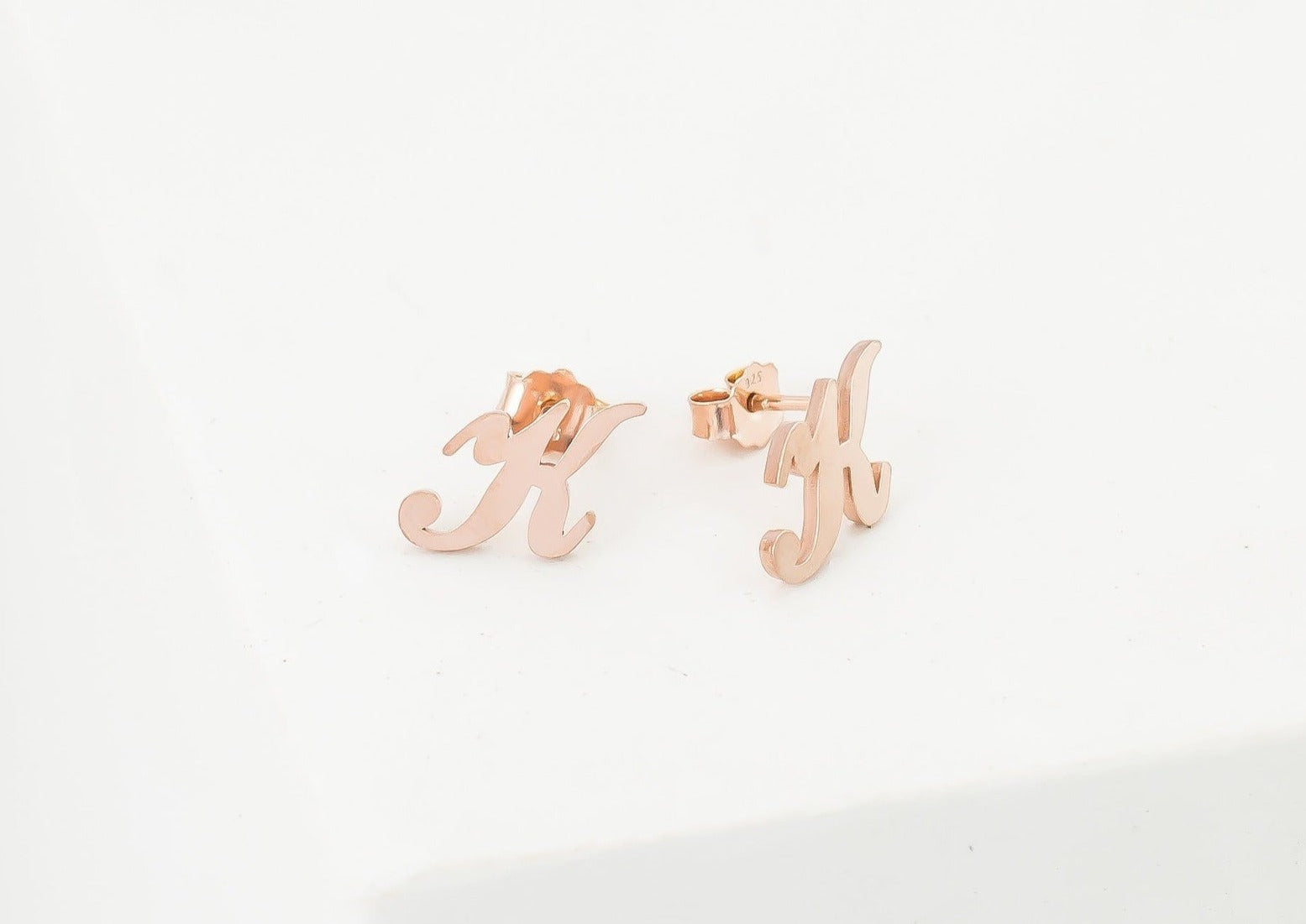 Personalized Elegance: Alex Initial Stud Earrings Rose Gold